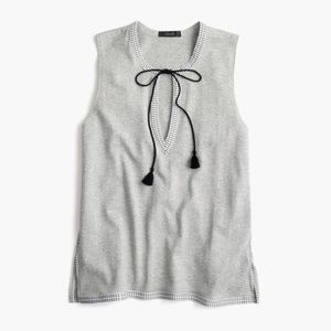 J. Crew Gray Sleeveless Knit Tank with Tassel Tie